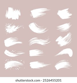 Set of Ink brush stroke silhouettes in various shapes and sizes