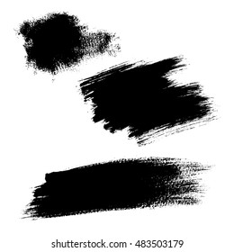 Set of ink brush stroke vector stains. Grunge Paint stripe. Distressed banner . Black isolated paintbrush collection . Modern Textured shape .