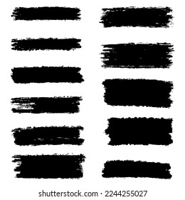 Set of ink brush strokes, brushes, lines, black paint, grungy. hand drawn graphic element isolated on white background. vector illustration.