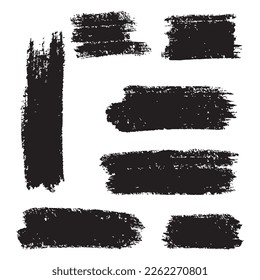 Set of ink brush strokes, brushes, lines, black paint, grungy. hand drawn graphic element isolated on white background. vector illustration.