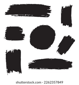 Set of ink brush strokes, brushes, lines, black paint, grungy. hand drawn graphic element isolated on white background. vector illustration.