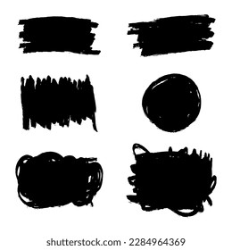 Set of ink brush strokes, brushes, lines, black paint, grungy. hand drawn graphic element isolated on white background. vector illustration.