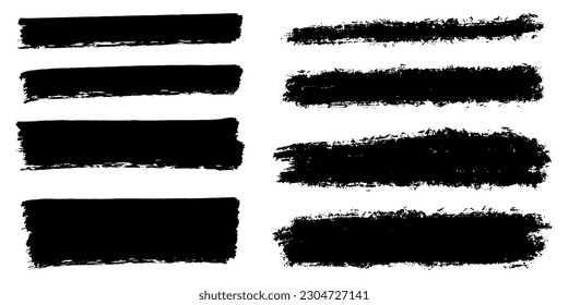 Set of ink brush strokes, brushes, lines, black paint, grungy. hand drawn graphic element isolated on white background. vector illustration.