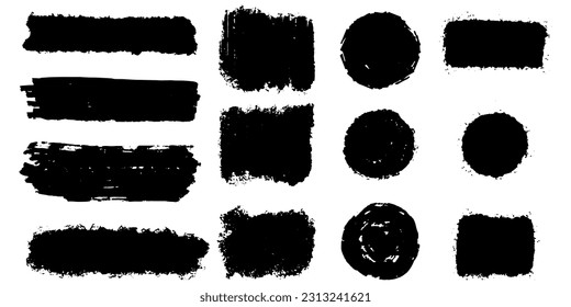 Set of ink brush strokes, brushes, lines, black paint, grungy. hand drawn graphic element isolated on white background. vector illustration.