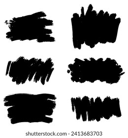 Set of ink brush strokes, brushes, lines, black paint, grungy. hand drawn graphic element isolated on white background. vector illustration.