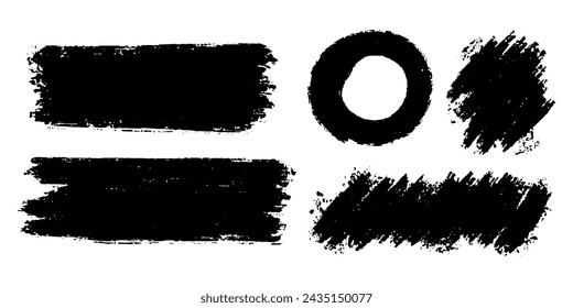 Set of ink brush strokes, brushes, lines, black paint, grungy. hand drawn graphic element isolated on white background. vector illustration.