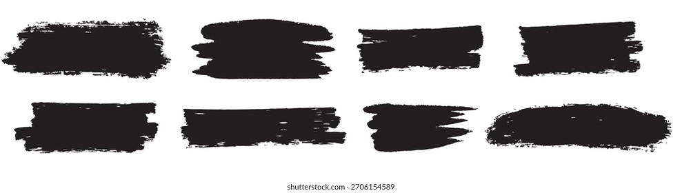 Conjunto de pinceladas de tinta Pintura negra Grungy Dibujado a mano Elemento gráfico aislado Blanco Volver