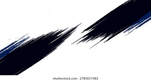 Set of ink brush strokes, brushes, lines, black paint, grungy,White background on cement floor texture - concrete texture - old vintage grunge