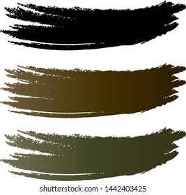 Set of ink brush strokes shapes for decor of banners, frames, inscriptions, logos in grunge design. Set of paint, lines. Dirty artistic design elements.
