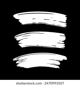 Set of ink brush strokes vector design on black background