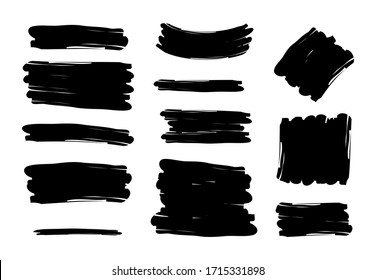 Set mit pinken Pinselstrichen. Unregelmäßiges Zeichnen senkrechte Striche. Pinselstrich auf Farbverlauf-Hintergrund. Textur und Grunge-Stil. Vektorillustration