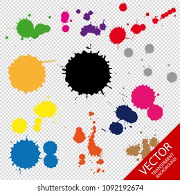 Set Of Ink Dots In Different Colors - Vector Illustration - Isolated On Transparent Background