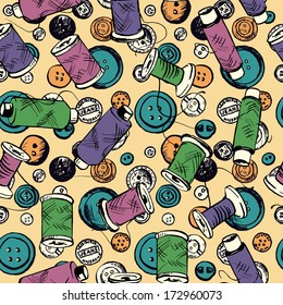 set of ink drawing needlework , hand drawn vector illustration