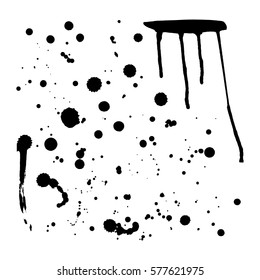 A set of ink drops on paper. Vector collection for your design.