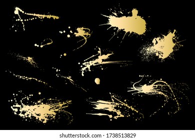 Set of ink golden splashes