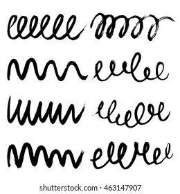 Set of ink grunge brushes on white background vector illustration