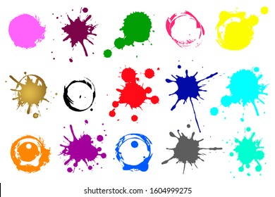 Set of ink grunge circles, ink splashes. Grunge splatters. Abstract background. Grunge text banners