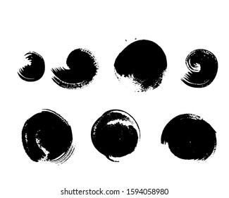 	
Set of ink grunge circles.Black ink splashes. Grunge splatters. Abstract background. Grunge text banners