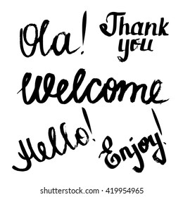 Set of ink grunge hand drawn lettering vector illustration
