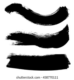 Set of ink hand drawn brushstrokes vector illustration. Abstract ink grunge banners for design.