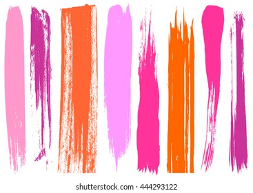 Set of ink lines made by the brush - hand drawn vector illustration, isolated on white