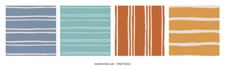 Set of ink lines vector seamless patterns. Trendy brush strokes background for cover, print and decorative design. Modern color backdrop. Line art drawing style. Vector art doodle illustration