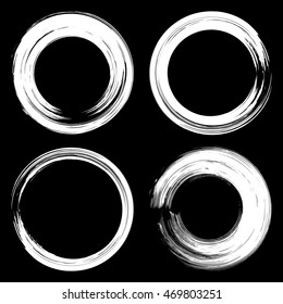 Set of ink modern label, logo grunge circle brushstroke design vector illustration