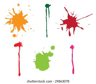 A set of ink and paint splashes. Color modifiable. Vector