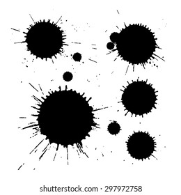 set Ink pen and ink blot icon. Vector Illustration