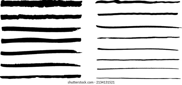 set of ink pen strokes, brush stroke collection, vector illustration