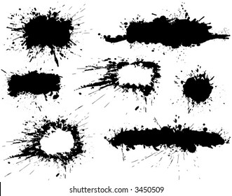 Set of ink spill grunge text banners