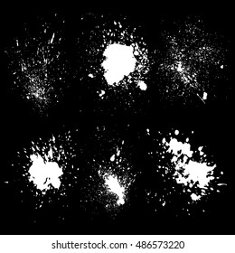 Set of ink splash on black background vector illustration
