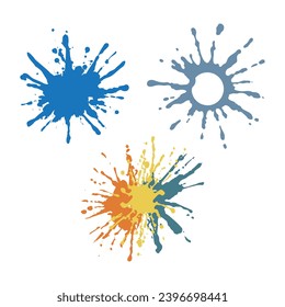set of ink splashes brush strokes