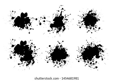 Set of ink splashes. Grunge splatters. Abstract background. Grunge text banners