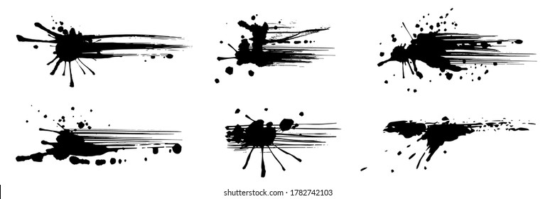 Satz von Farbspritzen, Pinselstriche und -blöcke verschiedener Formen. Vektorgrunge Textur Kunst Aquarell-Design einzeln auf weißem Hintergrund.