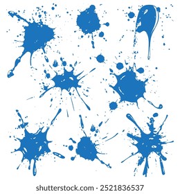 set Ink splashes stencil. inked splatter dirt stain splattered spray splash with drops blots