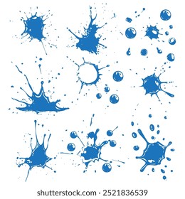 set Ink splashes stencil. inked splatter dirt stain splattered spray splash with drops blots