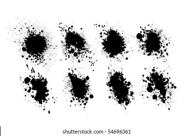 Set of ink splashes. Vector trace.