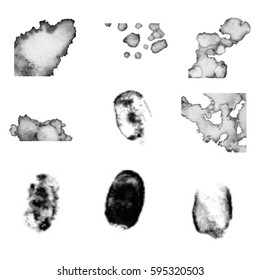 Set of ink spots. Blots and ink splashes for design. A set of elements for decoration. Vector illustration