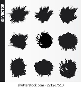 Set of ink spots and stains. For brush strokes. Effect paint.