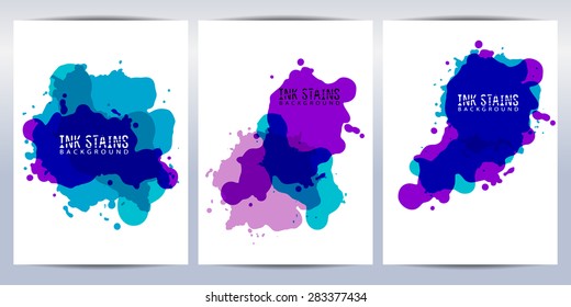 Set of ink stains. Abstract painted background for brochure, cover and sheets.