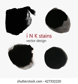 set of ink stains. hand drawn black blots design elements. Set of abstract ink spots. 