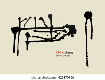 Set of ink stains. hand drawn black blots design elements. Set of abstract ink spots. ink splattered background element.