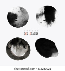 Set of ink stains. hand drawn black blots design elements. Vector set of abstract ink spots. 