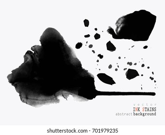 Set of ink stains. hand drawn black blots design elements. Vector set of abstract ink spots.