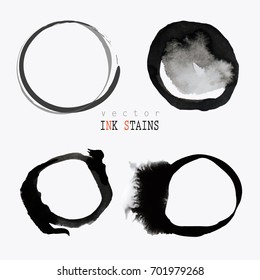 Set of ink stains. hand drawn black blots design elements. Vector set of abstract ink spots.