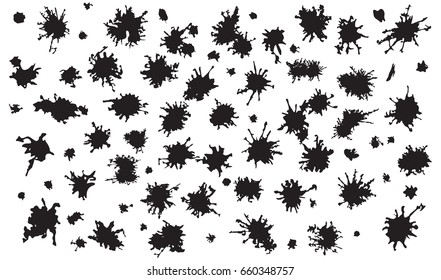 Set of ink stains, splashes isolated on white background. Vector
