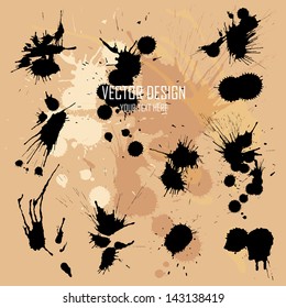 Set of ink stains, vector design.