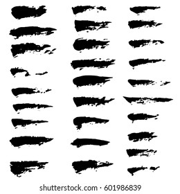 Set of ink vector brush strokes. Vector illustration. Grunge hand drawn watercolor texture