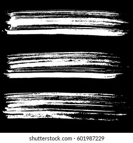 Set of ink vector brush strokes. Vector illustration. Grunge hand drawn watercolor texture